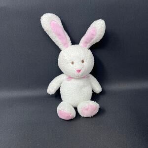 Carters White Bunny Plush 9" Rabbit Pink Bow Style 59962 Bean Bottom Lovey